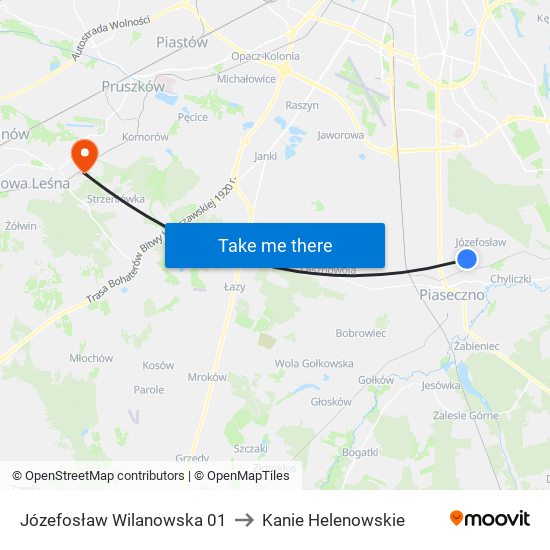 Józefosław Wilanowska 01 to Kanie Helenowskie map