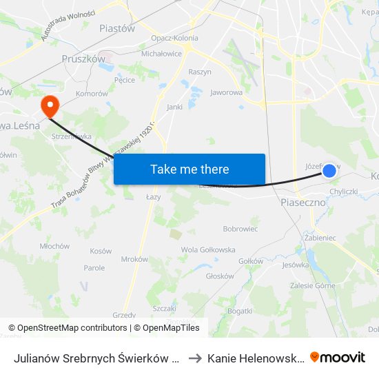 Julianów Srebrnych Świerków 01 to Kanie Helenowskie map