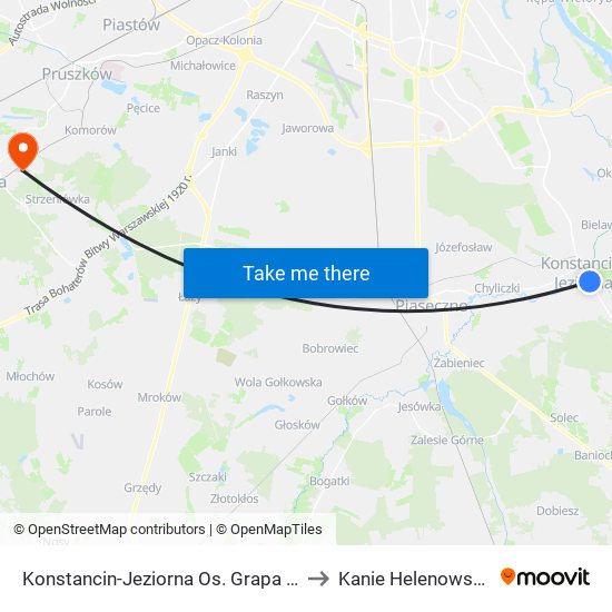 Konstancin-Jeziorna Os. Grapa to Kanie Helenowskie map