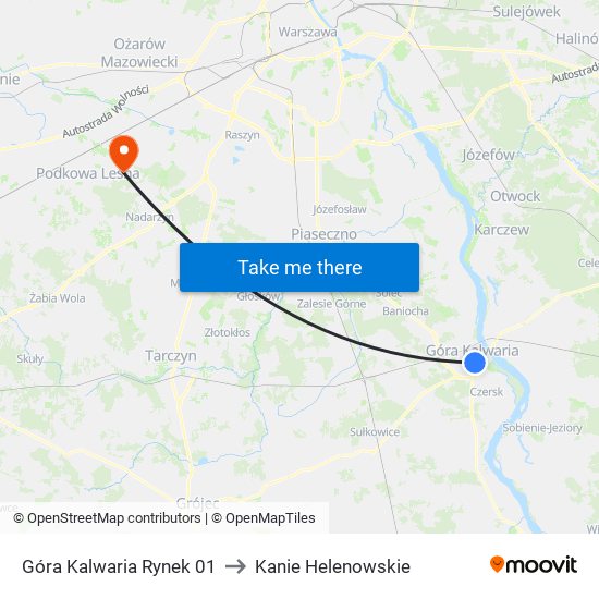 Góra Kalwaria Rynek to Kanie Helenowskie map