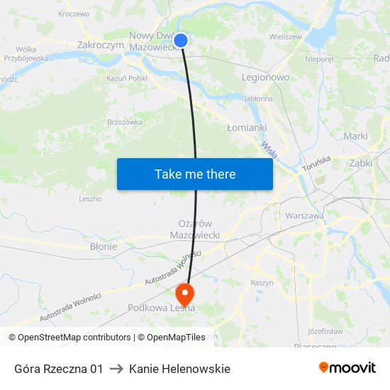 Góra Rzeczna to Kanie Helenowskie map