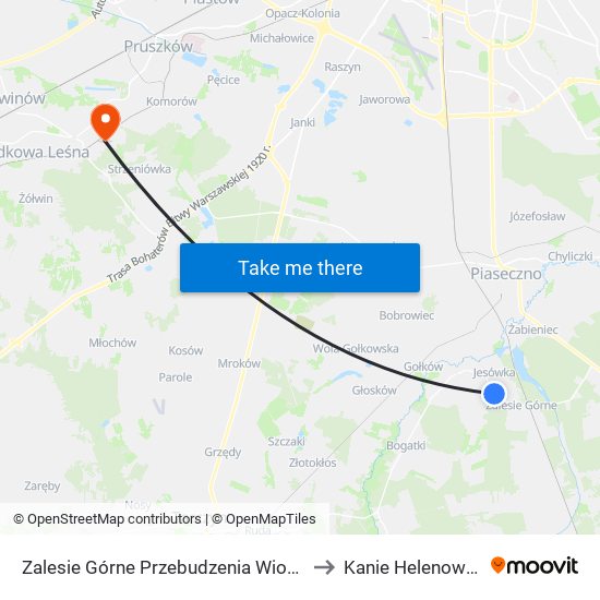 Zalesie Górne Przebudzenia Wiosny to Kanie Helenowskie map