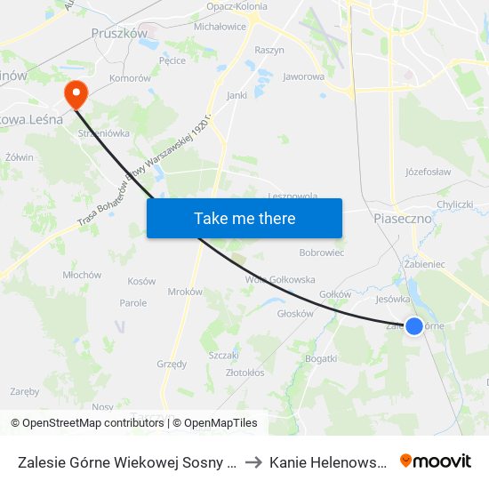 Zalesie Górne Wiekowej Sosny 01 to Kanie Helenowskie map