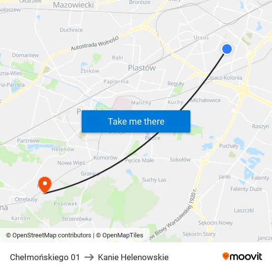 Chełmońskiego 01 to Kanie Helenowskie map
