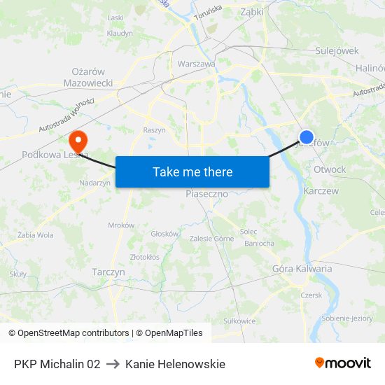 PKP Michalin 02 to Kanie Helenowskie map