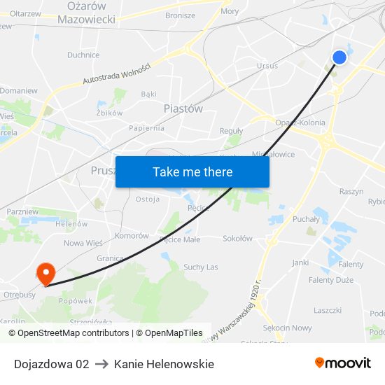 Dojazdowa to Kanie Helenowskie map