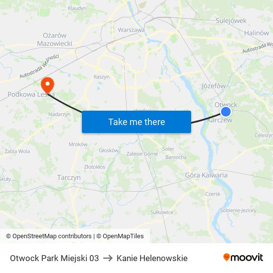 Otwock Park Miejski 03 to Kanie Helenowskie map