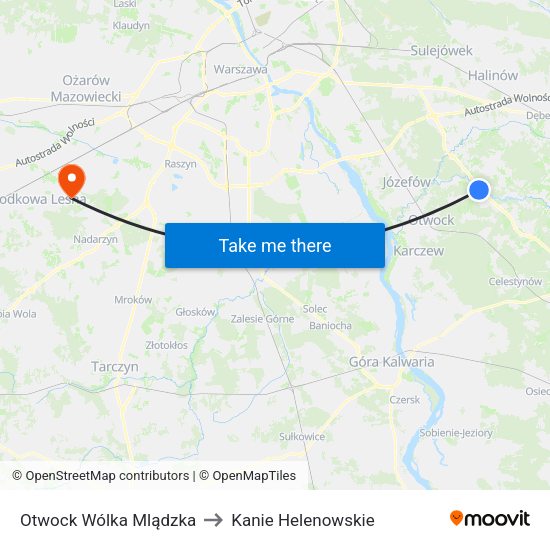 Otwock Wólka Mlądzka to Kanie Helenowskie map