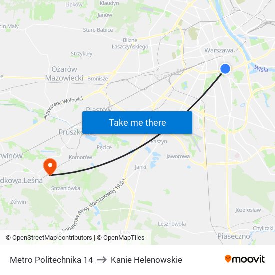 Metro Politechnika 14 to Kanie Helenowskie map