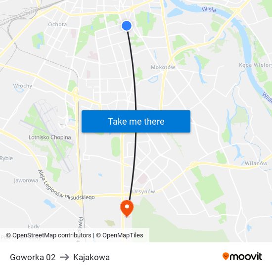 Goworka to Kajakowa map