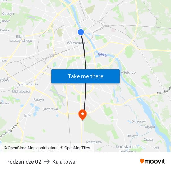 Podzamcze 02 to Kajakowa map