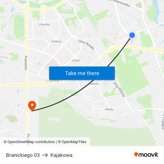 Branickiego 03 to Kajakowa map