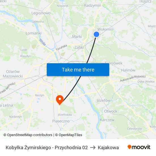 Kobyłka Żymirskiego - Przychodnia 02 to Kajakowa map