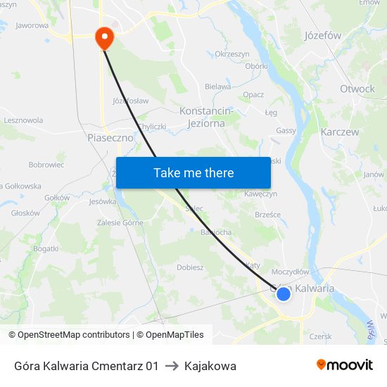 Góra Kalwaria Cmentarz 01 to Kajakowa map