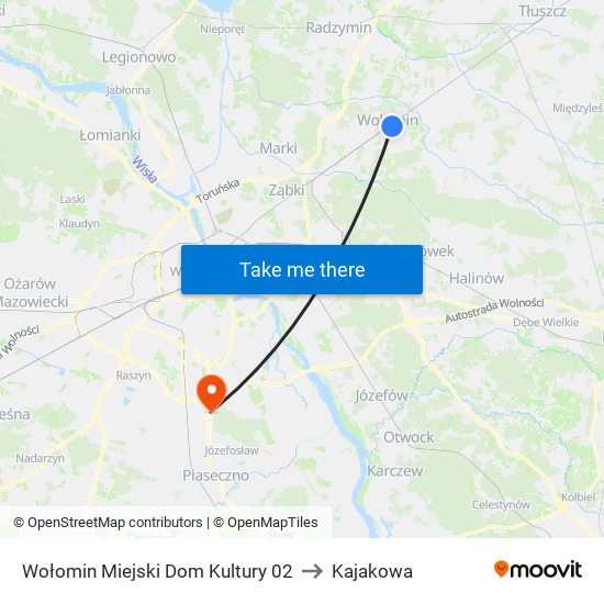 Wołomin Miejski Dom Kultury 02 to Kajakowa map