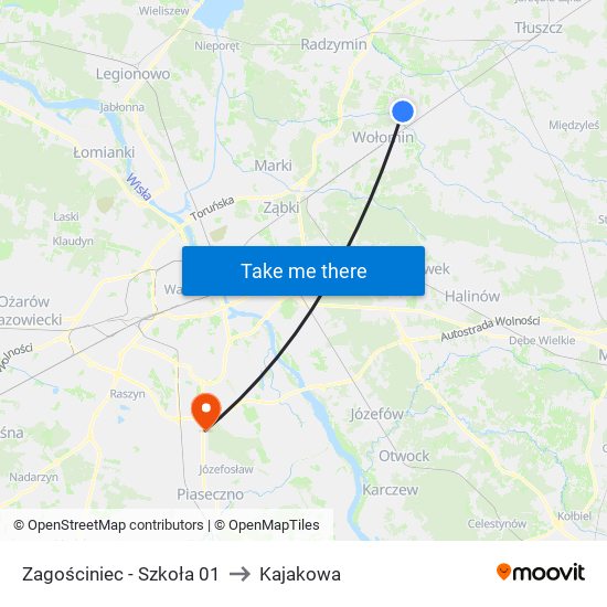 Zagościniec - Szkoła 01 to Kajakowa map