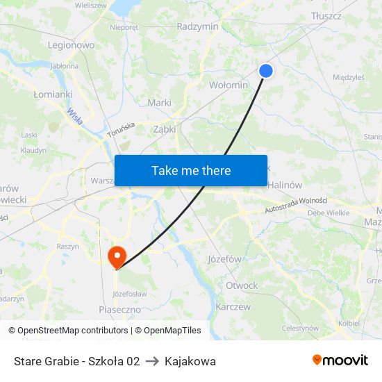 Stare Grabie - Szkoła 02 to Kajakowa map