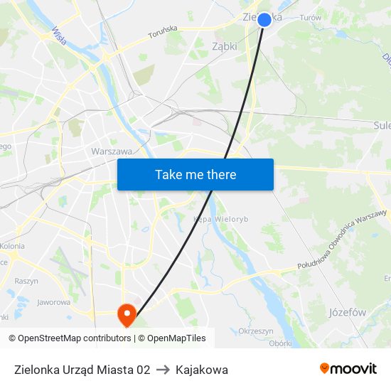 Zielonka Urząd Miasta to Kajakowa map