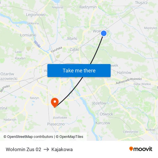 Wołomin Zus 02 to Kajakowa map