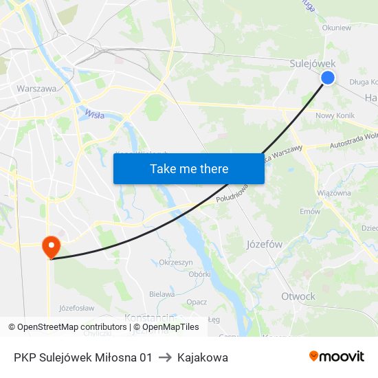 PKP Sulejówek Miłosna 01 to Kajakowa map