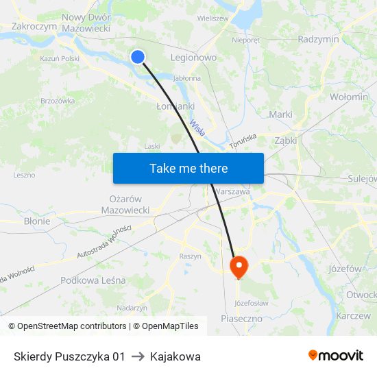 Skierdy Puszczyka to Kajakowa map