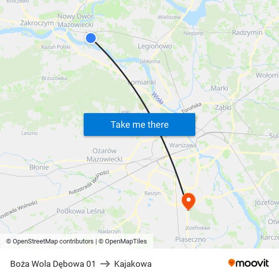 Boża Wola Dębowa 01 to Kajakowa map