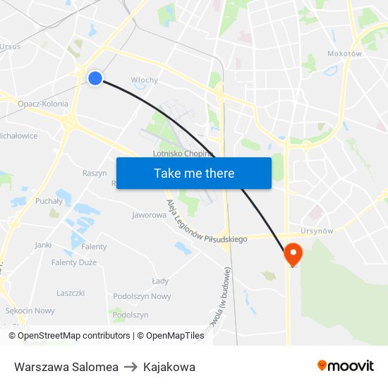 Warszawa Salomea to Kajakowa map