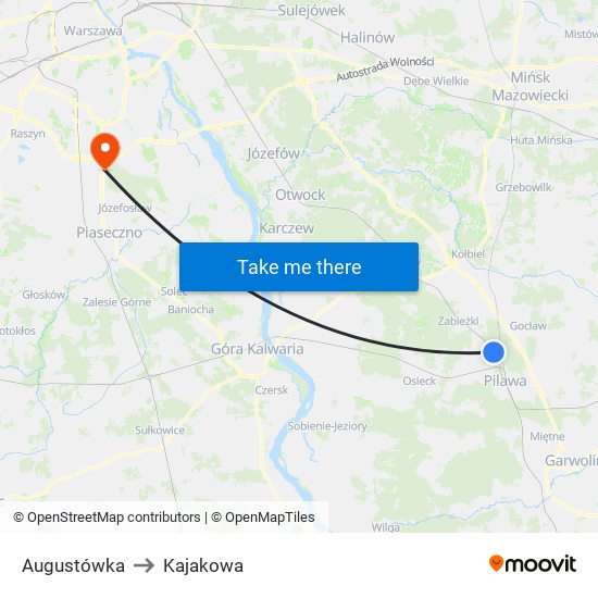 Augustówka to Kajakowa map