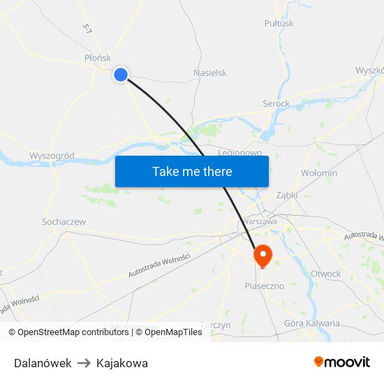 Dalanówek to Kajakowa map