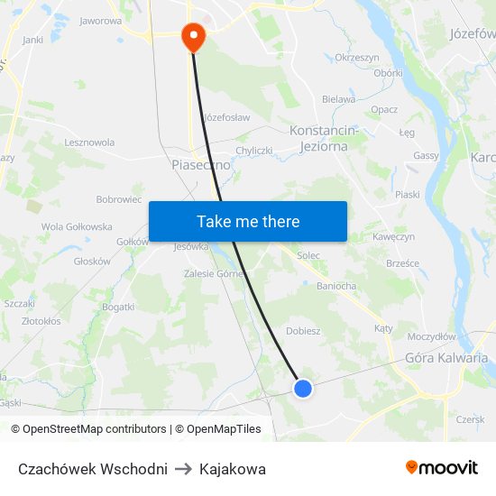 Czachówek Wschodni to Kajakowa map