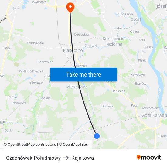 Czachówek Południowy to Kajakowa map