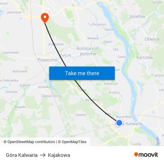 Góra Kalwaria to Kajakowa map