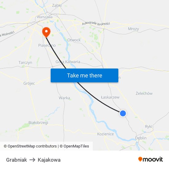 Grabniak to Kajakowa map