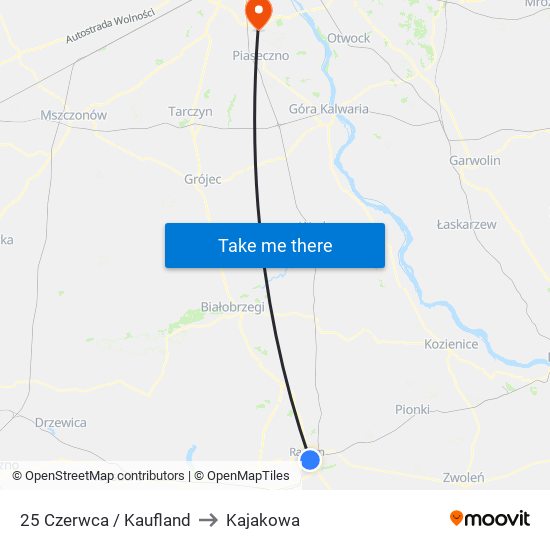 25 Czerwca / Kaufland to Kajakowa map