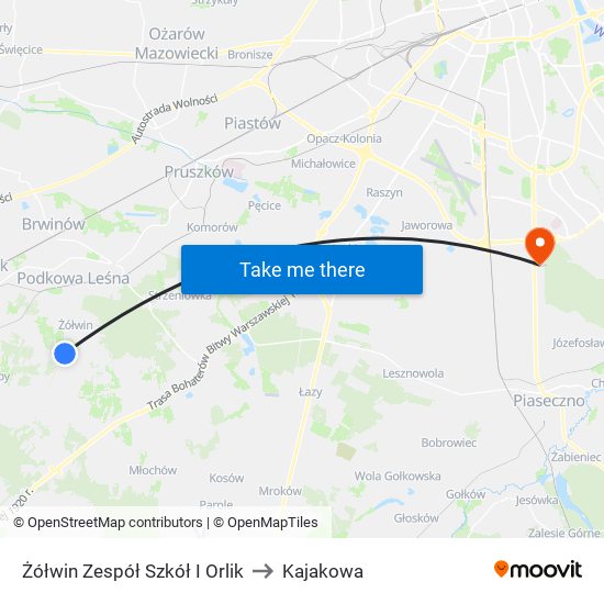 Żółwin Zespół Szkół I Orlik to Kajakowa map