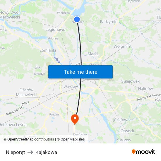 Nieporęt to Kajakowa map