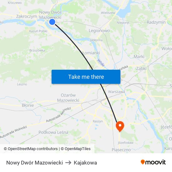 Nowy Dwór Mazowiecki to Kajakowa map