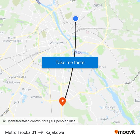 Metro Trocka 01 to Kajakowa map