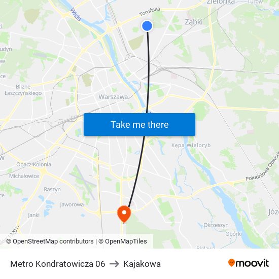 Metro Kondratowicza 06 to Kajakowa map