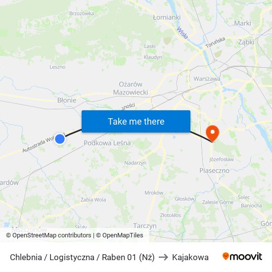 Chlebnia / Logistyczna / Raben 01 (Nż) to Kajakowa map