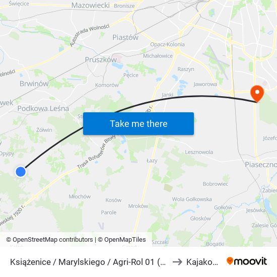 Książenice / Marylskiego / Agri-Rol (Nż) to Kajakowa map