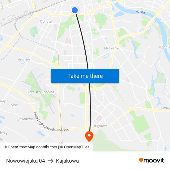 Nowowiejska 04 to Kajakowa map