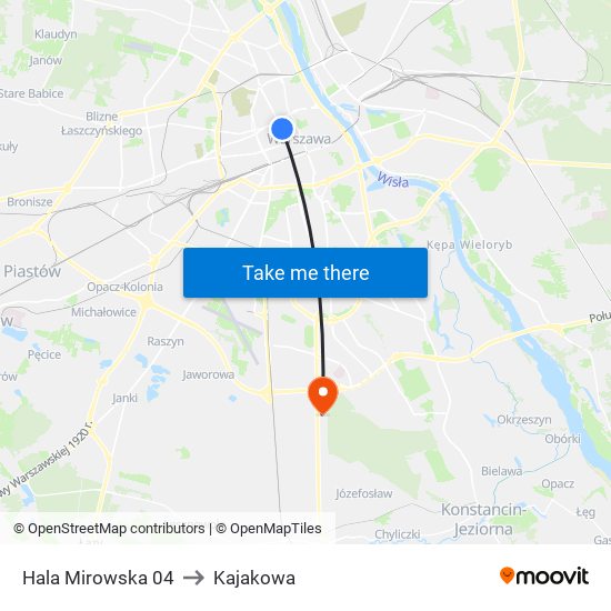 Hala Mirowska 04 to Kajakowa map