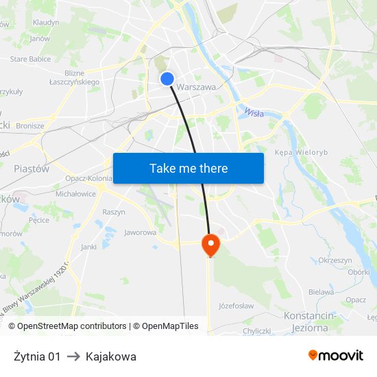 Żytnia 01 to Kajakowa map