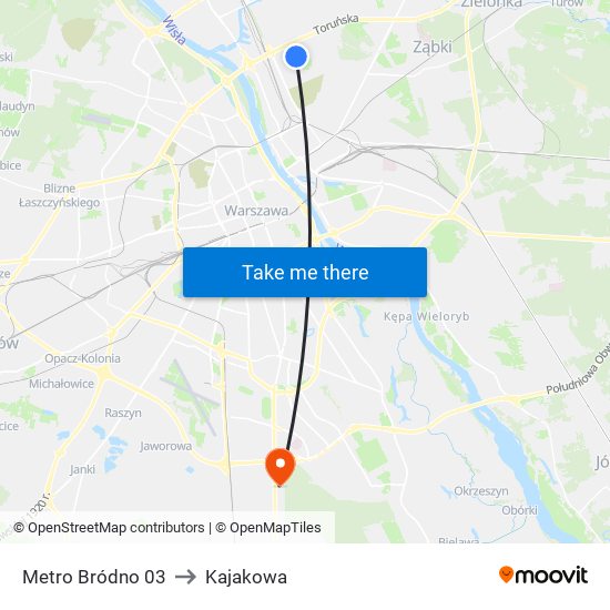 Metro Bródno 03 to Kajakowa map