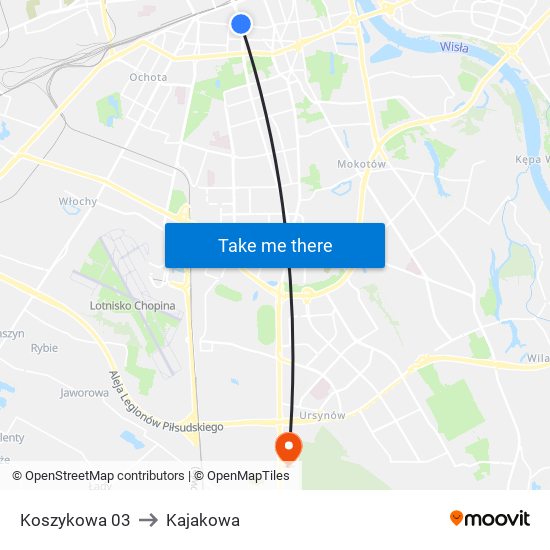 Koszykowa 03 to Kajakowa map