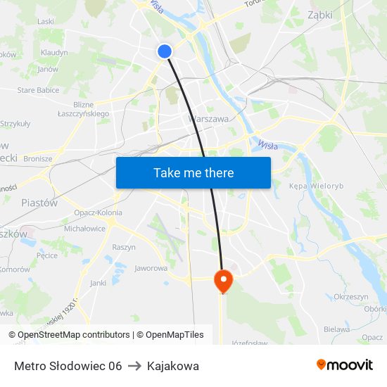 Metro Słodowiec 06 to Kajakowa map