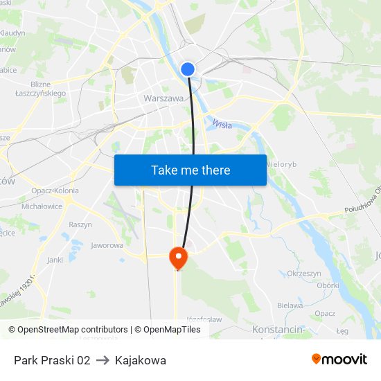 Park Praski 02 to Kajakowa map