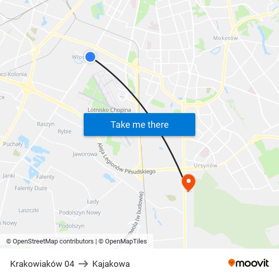 Krakowiaków 04 to Kajakowa map