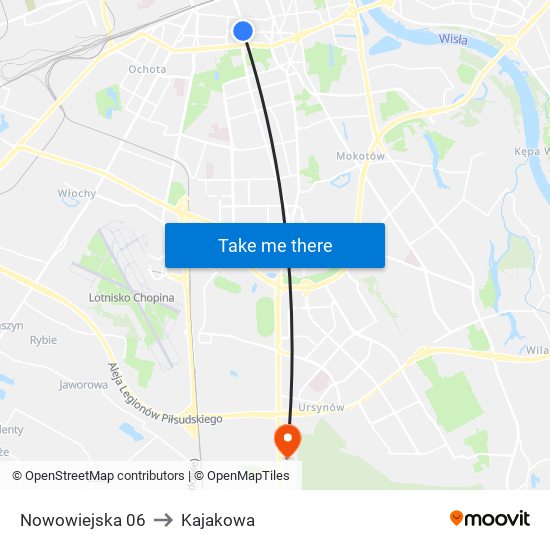 Nowowiejska 06 to Kajakowa map